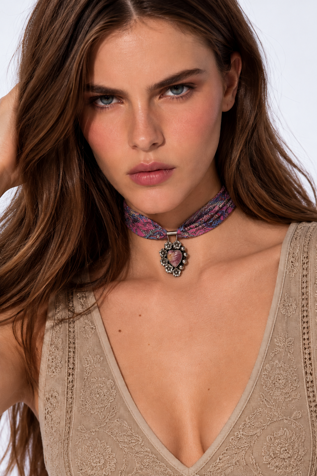 Collar corazón rosa
