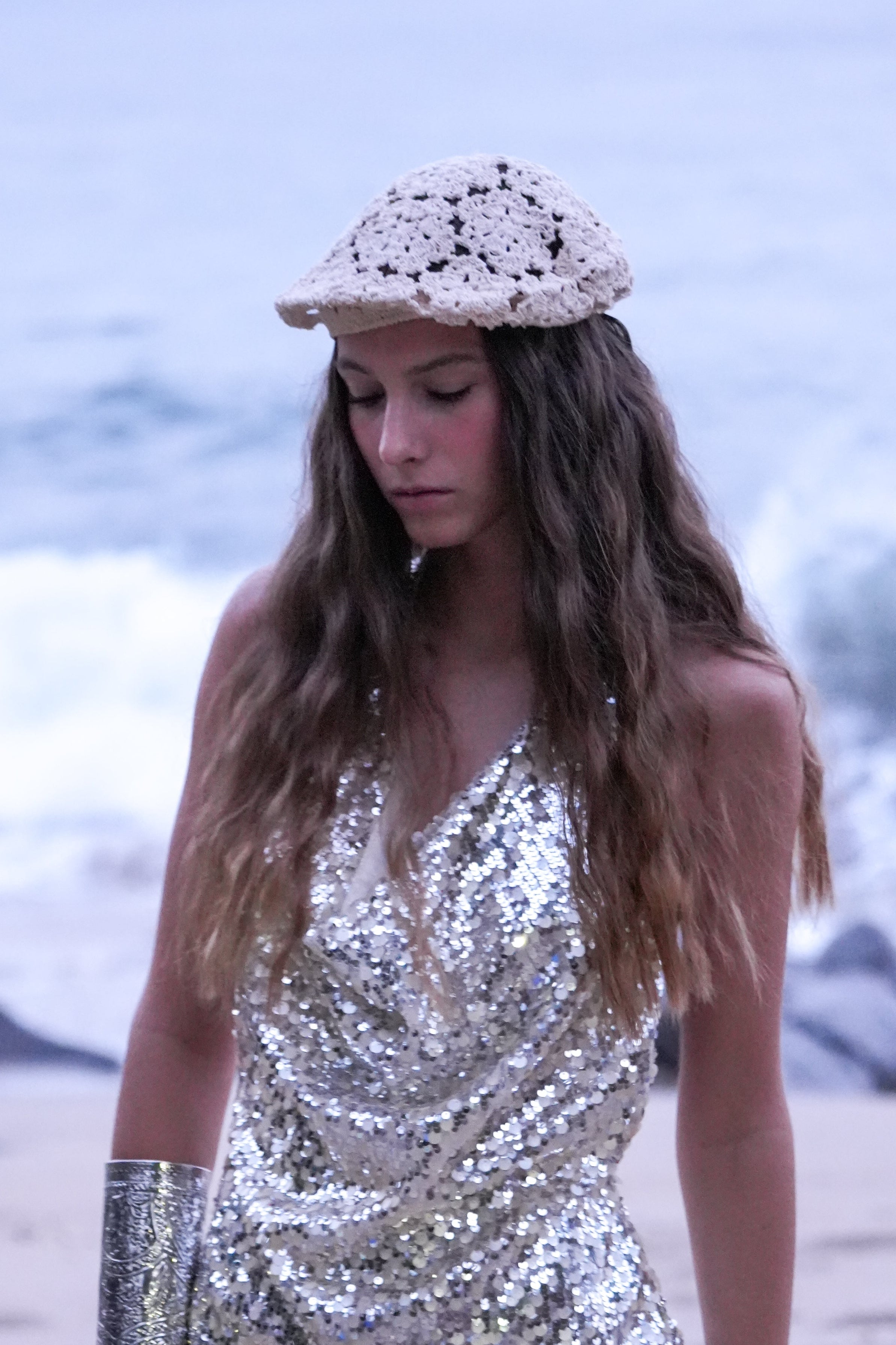Gorro Flor Beige