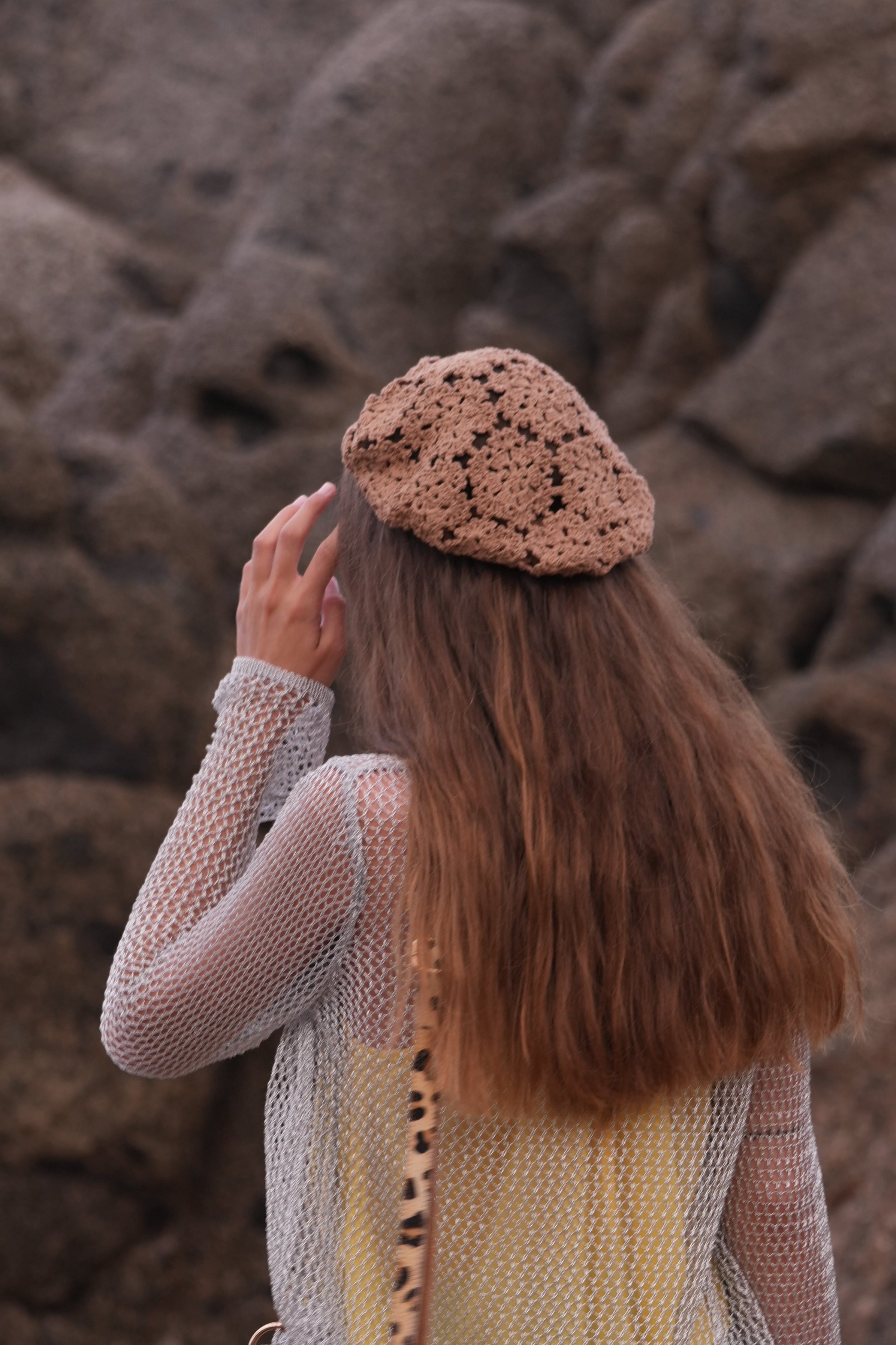 Gorro Flor Beige