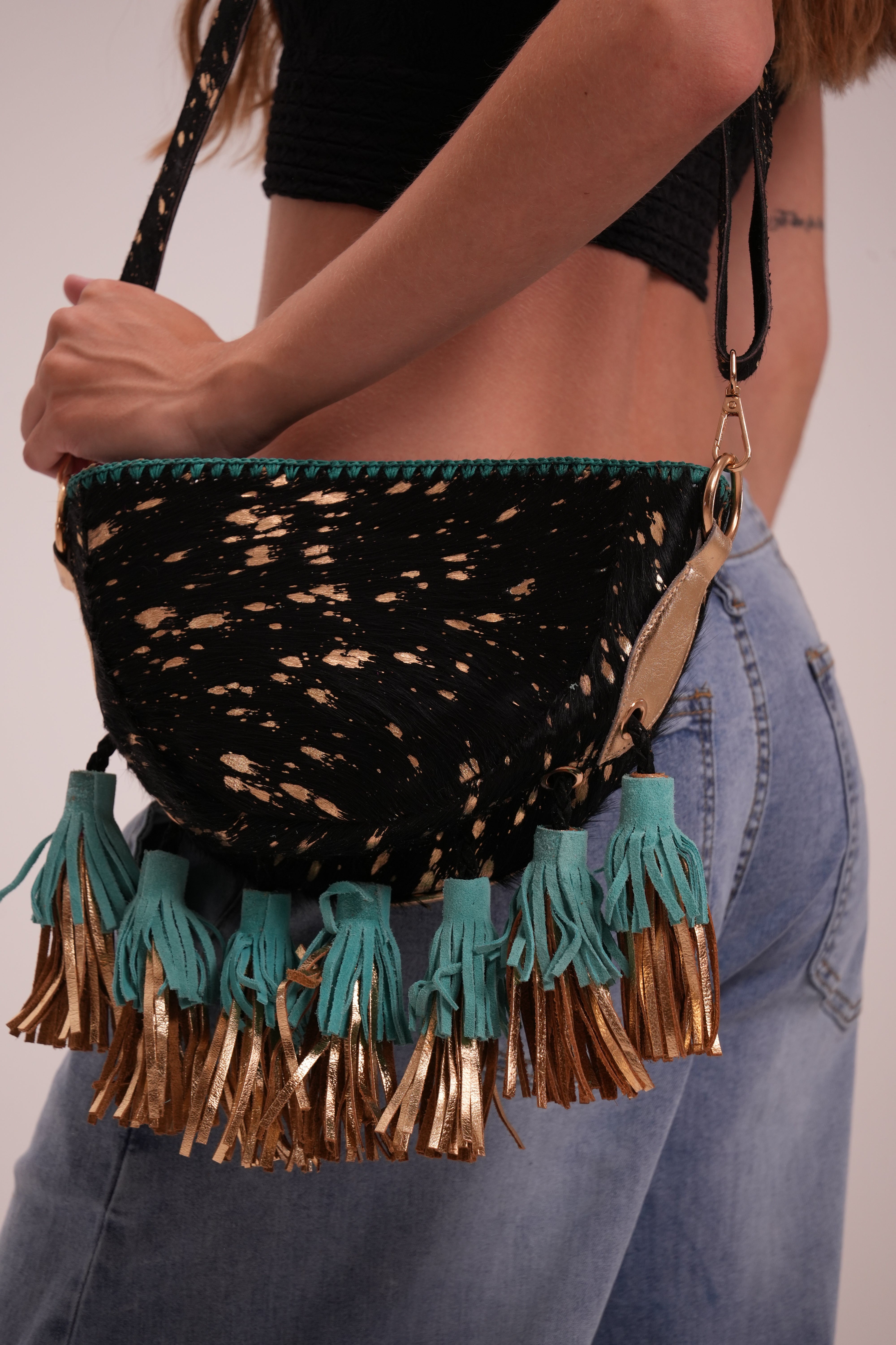 Bolsa Aruba Dorado Turquesa