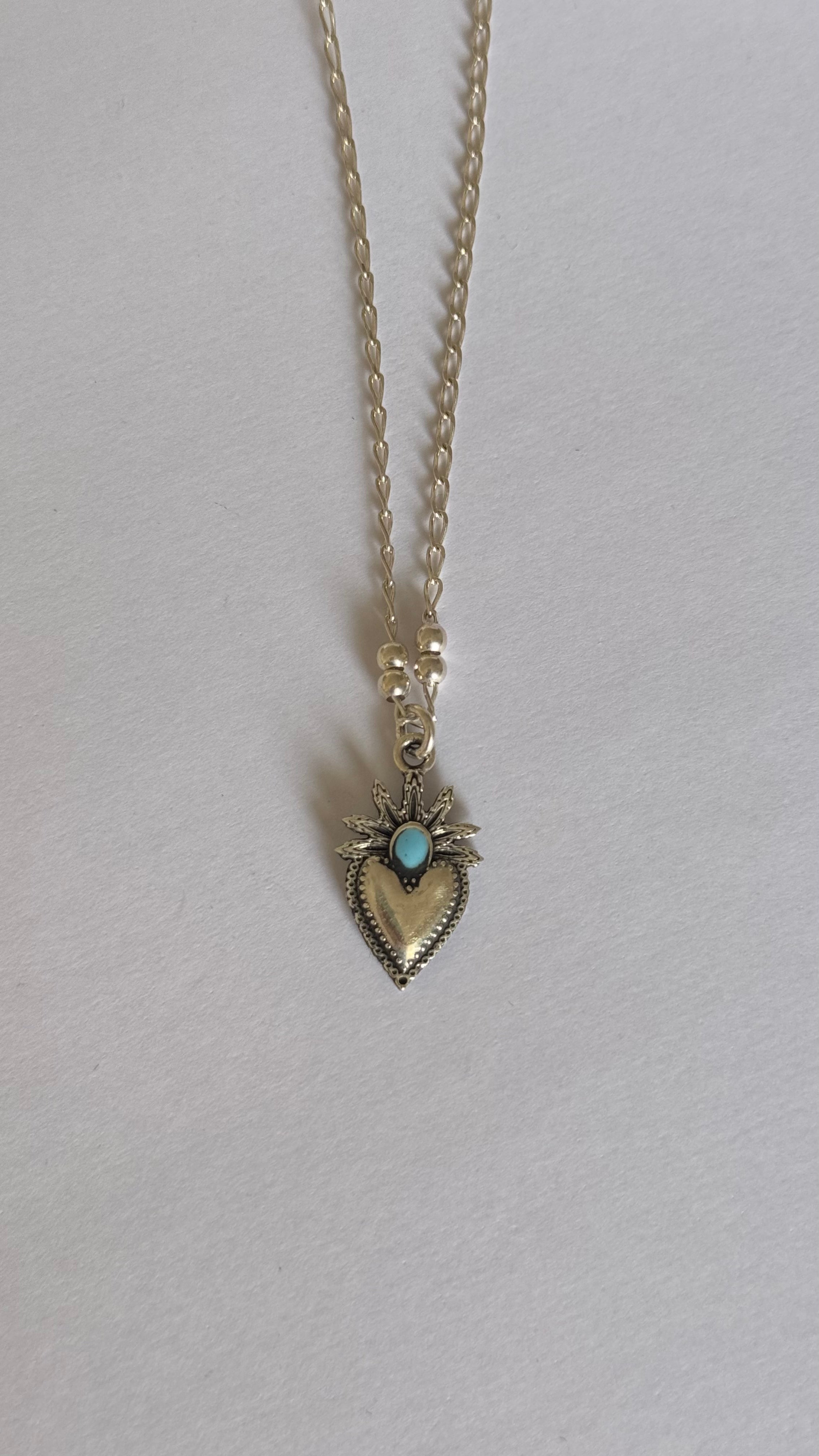 Collar Plata Corazon Turquesa